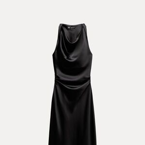 BNWT Black Satin Effect Zara Dress